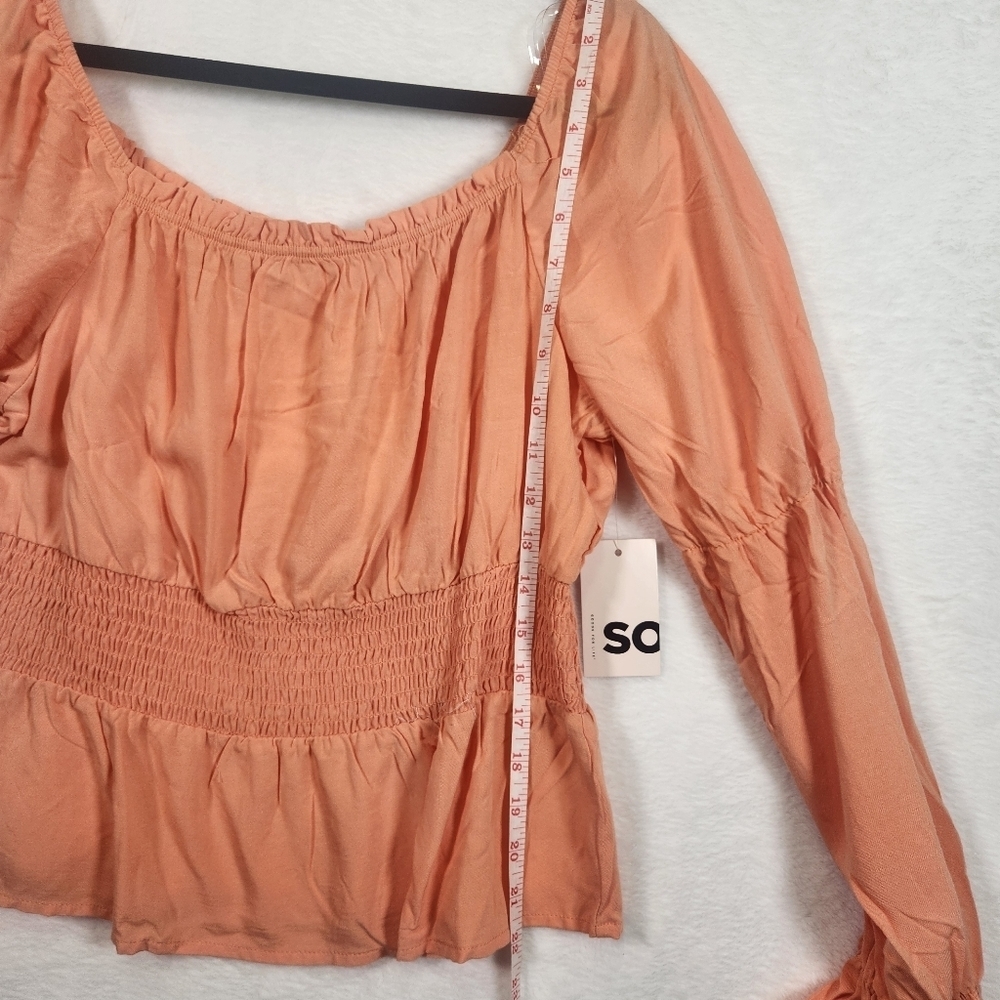 SO juniors' cropped smocked romantic top - JUNIORS XL - Picture 2 of 9